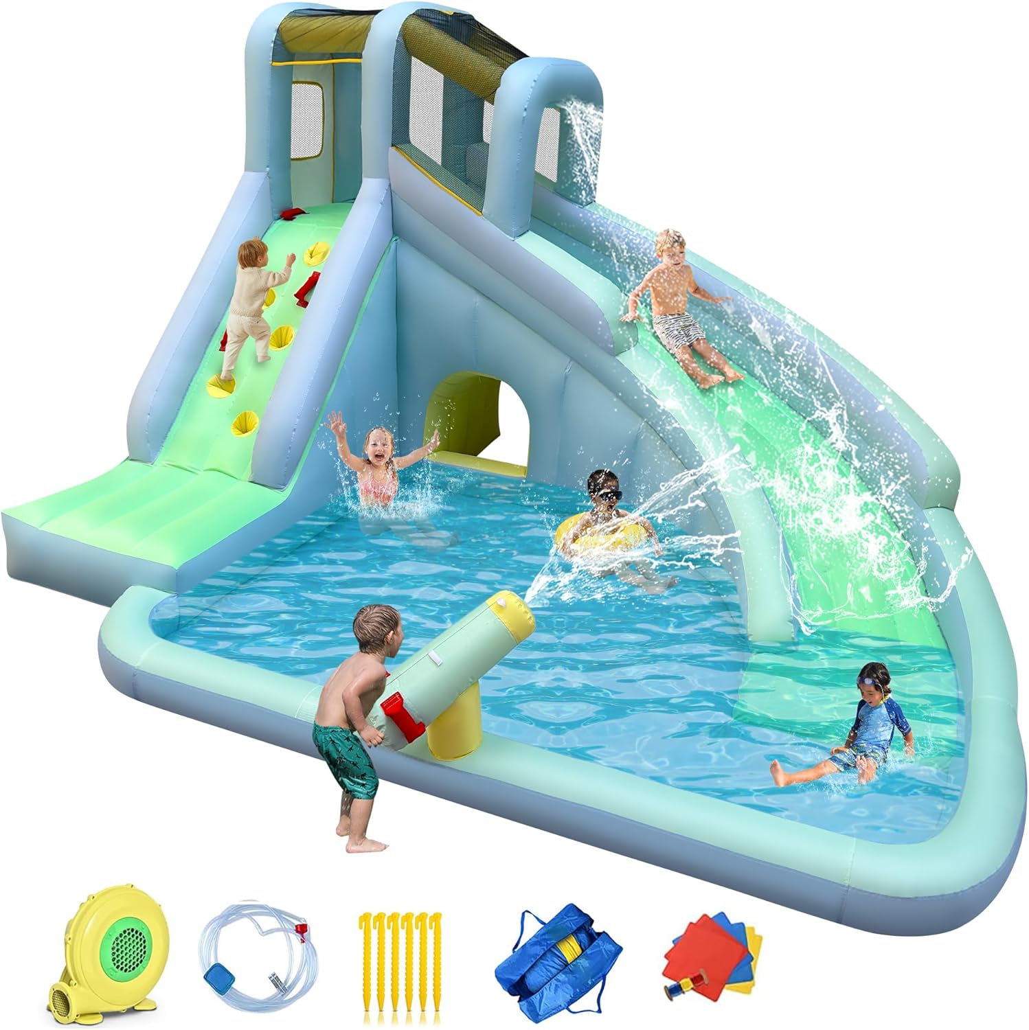 Kids Outdoor Climbing - Parc aquatique gonflable 6-en-1 pour enfants,
