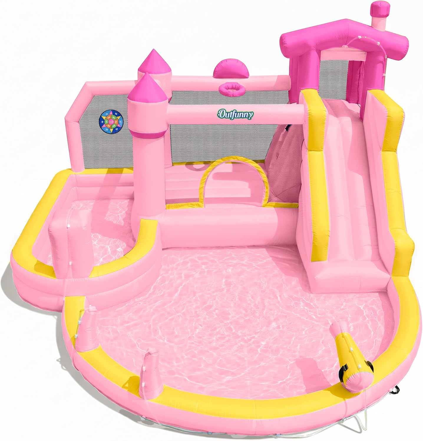 Kids Outdoor Bounce House - Toboggan aquatique gonflable rose pour enfants