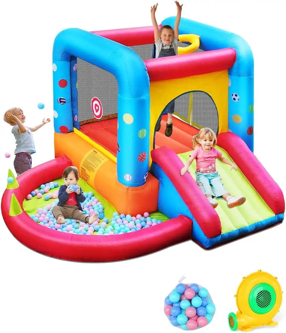 Kids Outdoor Bounce House - Château gonflable Step4Fun, toboggan pour enfants,
