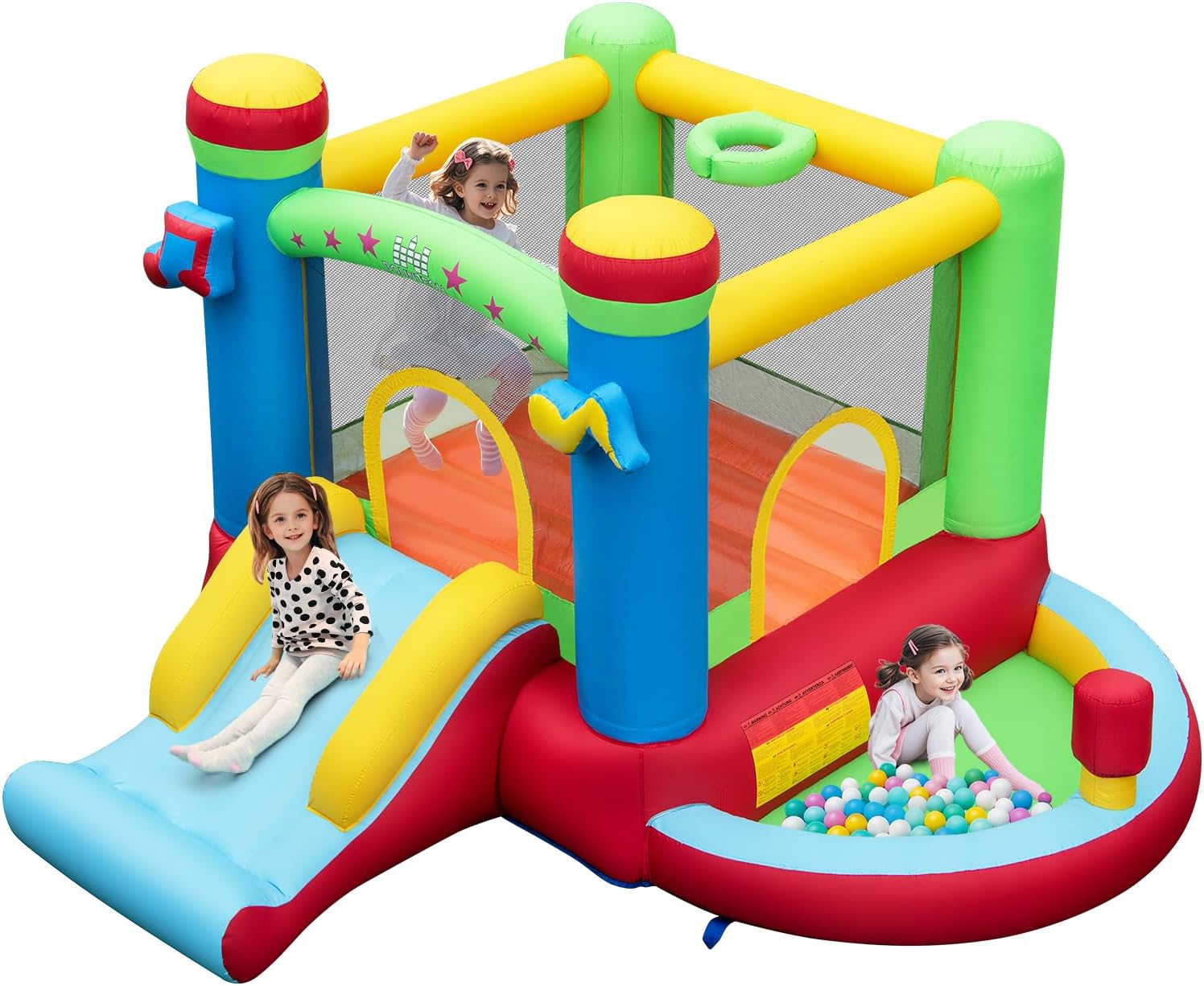 Kids Outdoor Bounce House - Château gonflable avec piscine à balles,