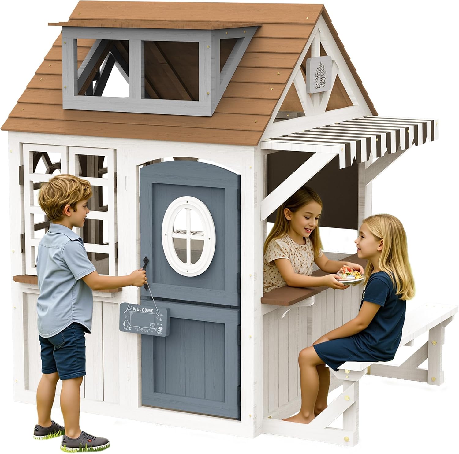 Kids Outdoor Bench - Maison de jeu en bois pour