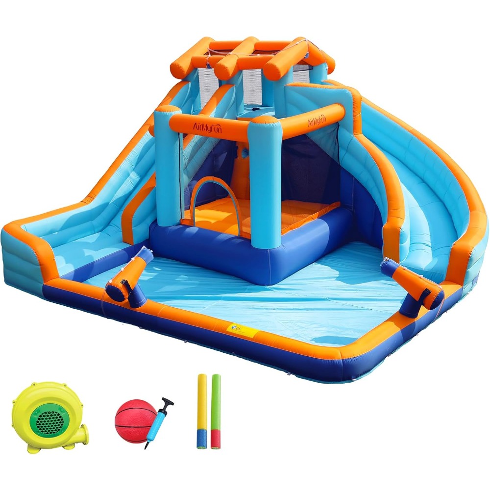 Kids Outdoor Bounce House - Grand toboggan aquatique avec piscine à