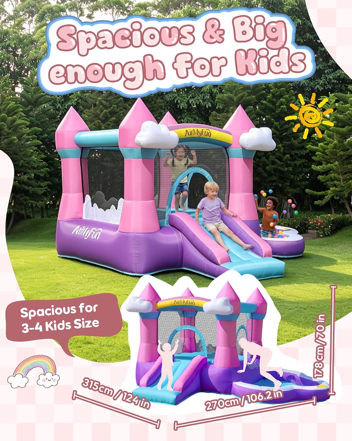 Château gonflable rose pour en - Kids Outdoor Bounce House avis et prix