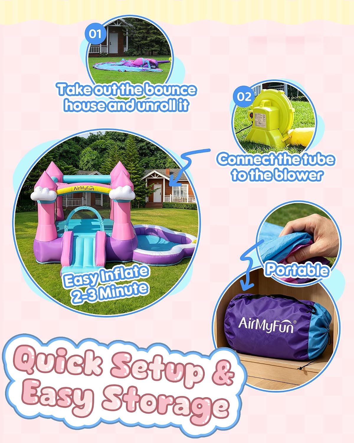 Château gonflable rose pour en - Kids Outdoor Bounce House avis et prix