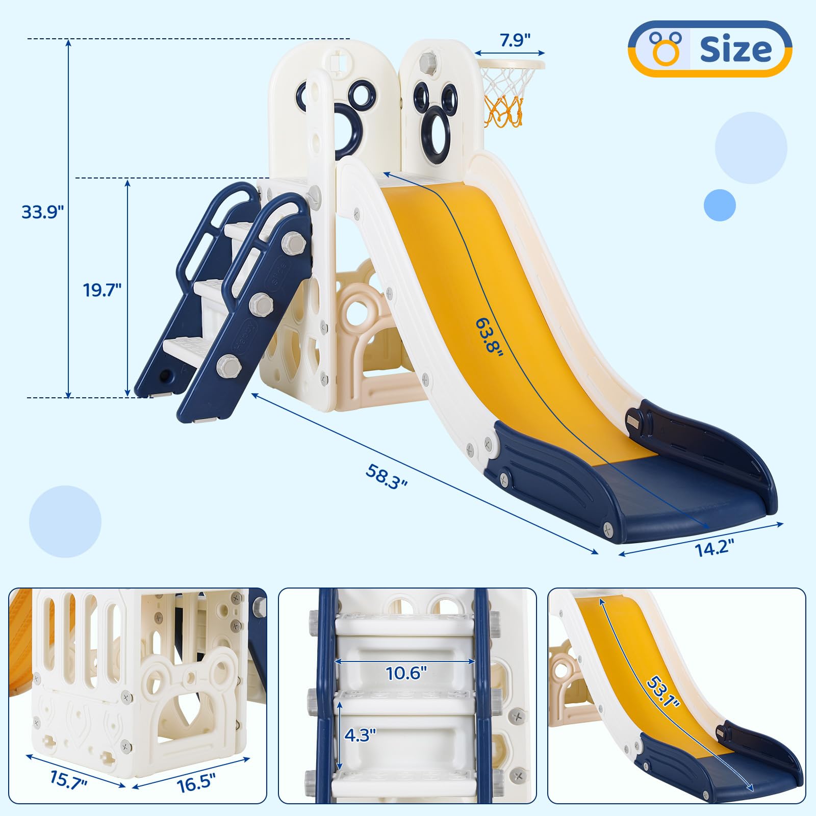 Ensemble de jeu toboggan 6 en  - Kids Outdoor Basketball avis et prix