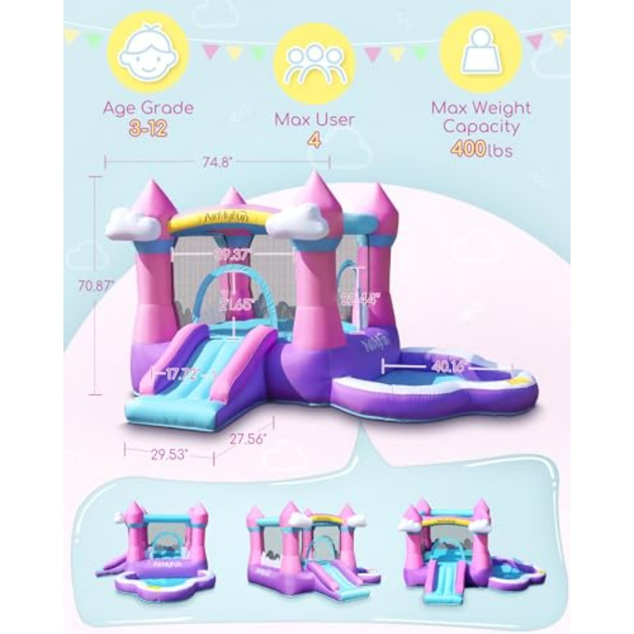 Structure gonflable rose pour  - Kids Outdoor Bounce House avis et prix